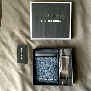 Michael Kors logo card case with bill clip